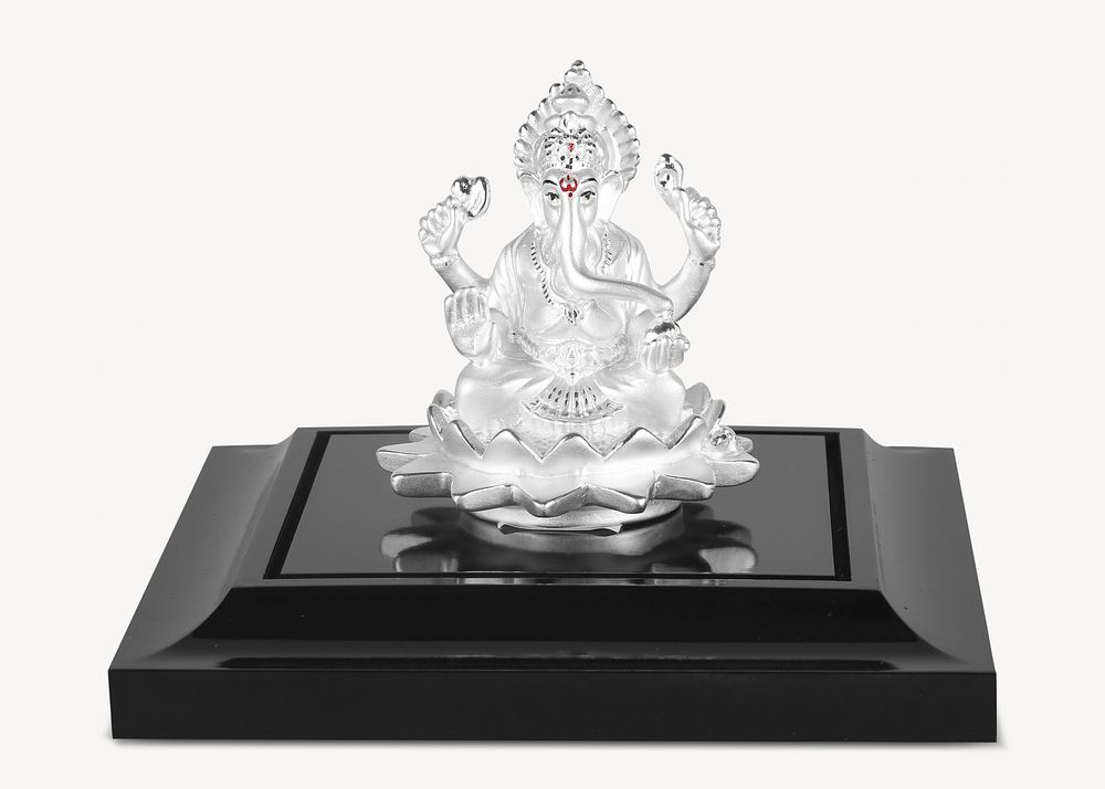 Silver Ganesha statue black base