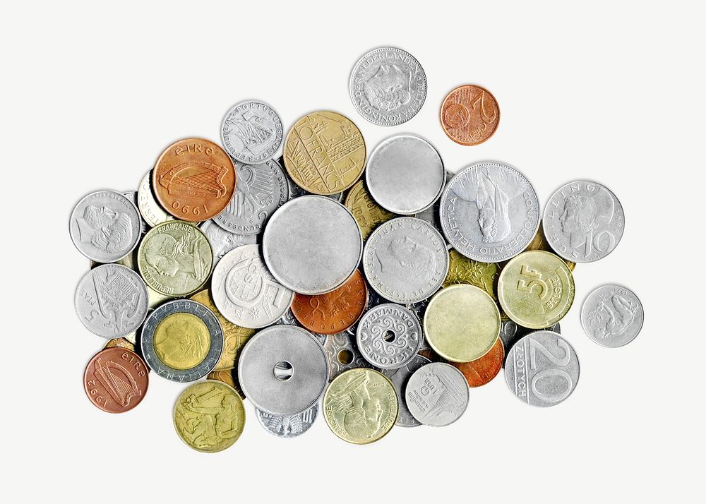 Money coins collage element psd