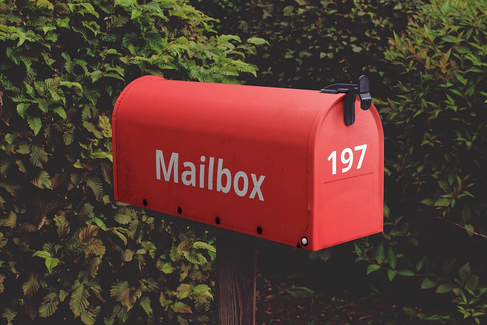 Red mailbox mockup psd