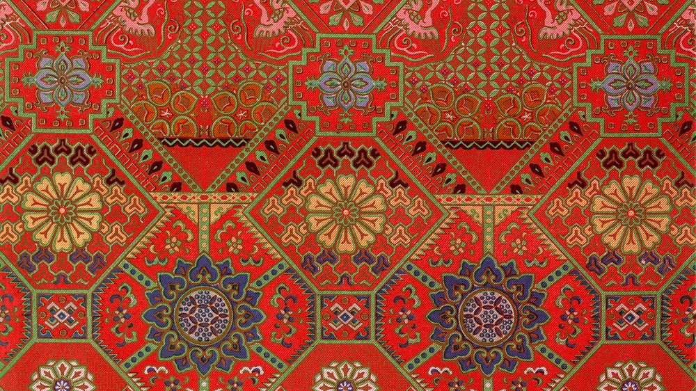 Red Japanese flower desktop wallpaper.  Remixed by rawpixel.