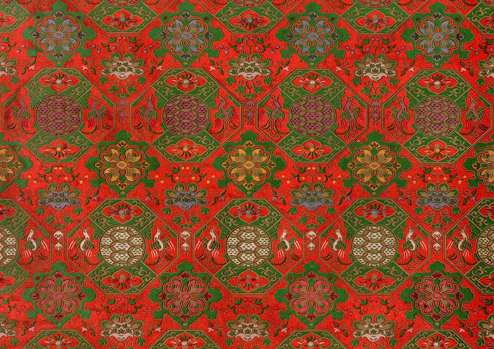 Red Japanese flower background.  Remixed by rawpixel.