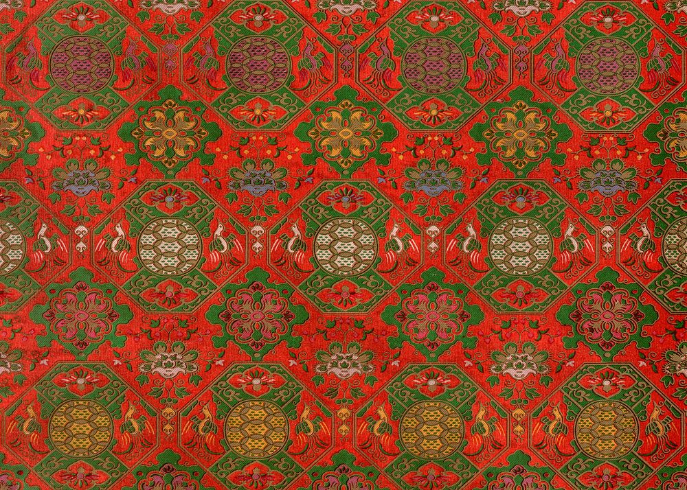 Red Japanese flower background.  Remixed by rawpixel.