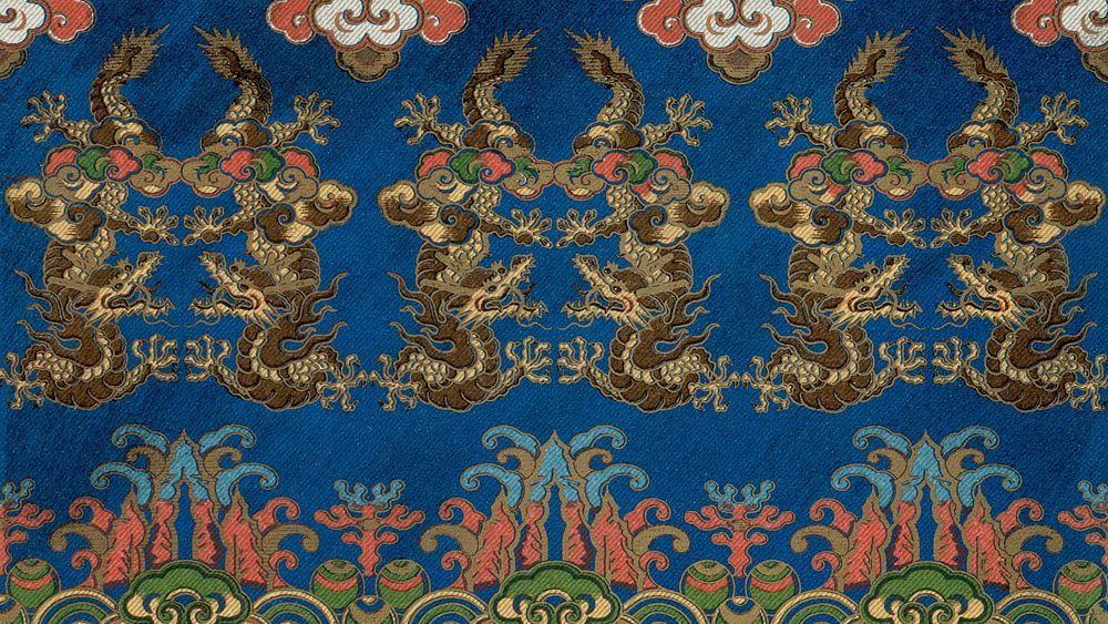 Blue Japanese dragon desktop wallpaper.  Remixed by rawpixel.