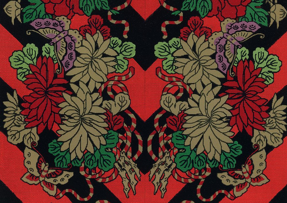 Red Japanese flower background.  Remixed by rawpixel.