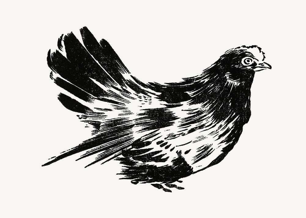 Japanese chicken, ink animal illustration by Toyeki psd. Remixed by rawpixel.