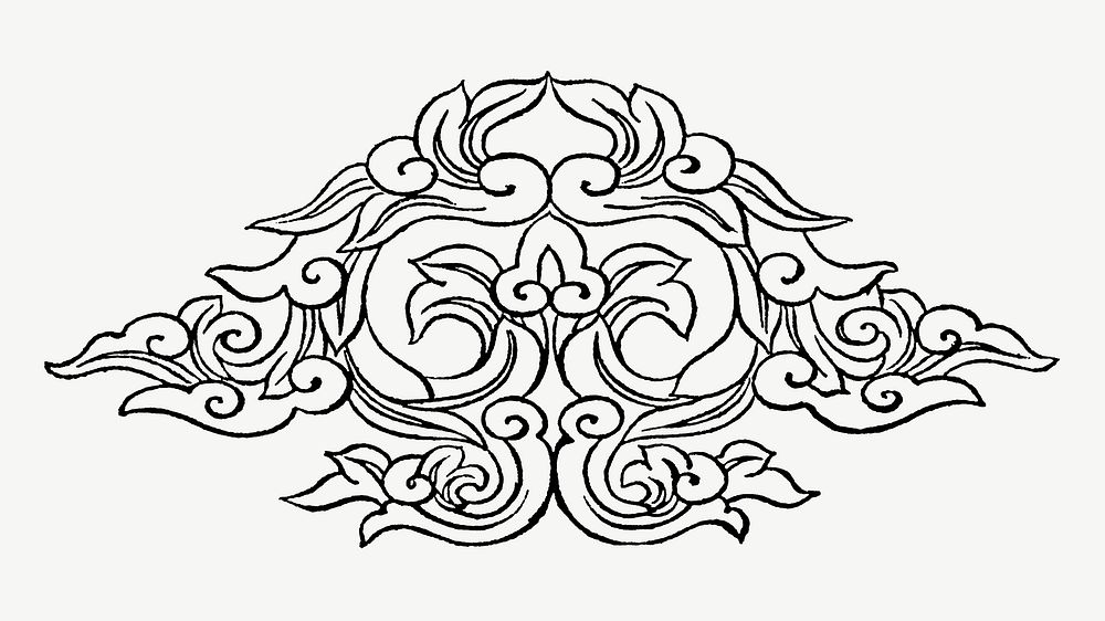 Japanese flower element, by G.A. Audsley-Japanese illustration psd. Remixed by rawpixel.