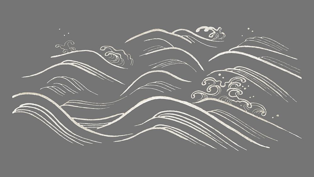 Japanese ocean wave, vintage illustration. Remixed by rawpixel.