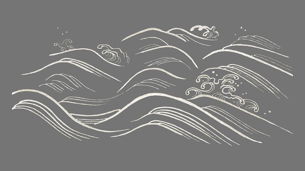 Japanese ocean wave, vintage illustration psd. Remixed by rawpixel.