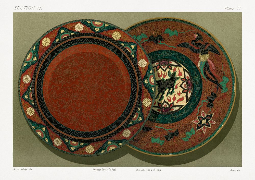 Japanese antique plate design from section VII plate II. by G.A. Audsley-Japanese illustration. Public domain image from our…