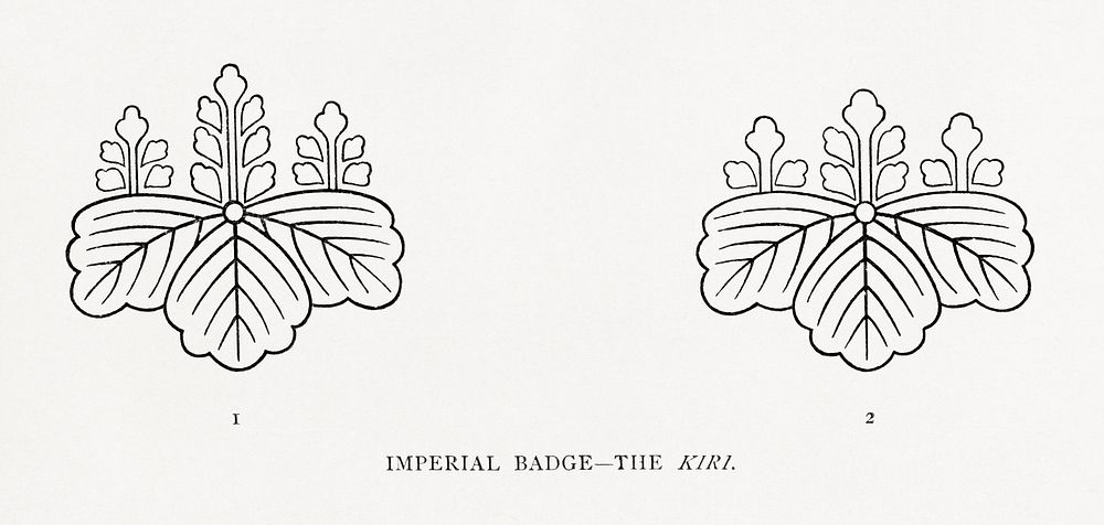 Imperial badge-the Kiri-Japanese illustration. Public domain image from our own original 1884 edition of The Ornamental Arts…