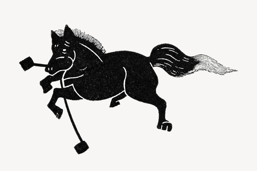 Black horse, Japanese animal illustration. Remixed by rawpixel.