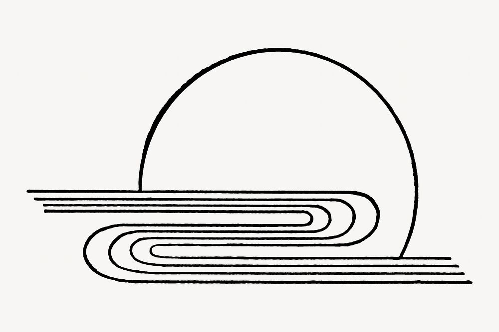 Rising sun river, line art symbol illustration. Remixed by rawpixel.