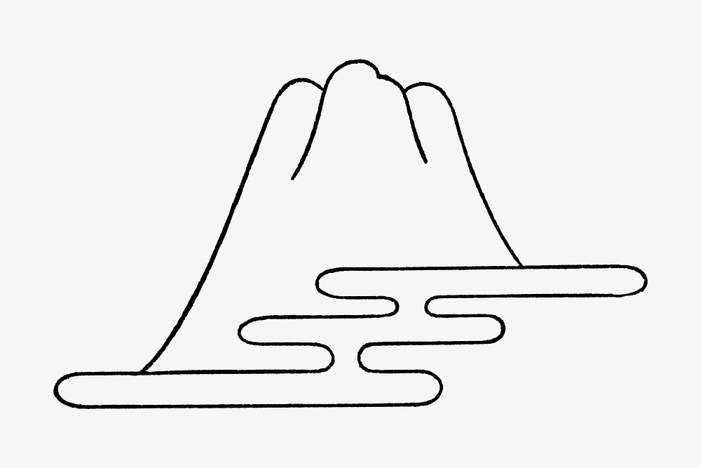 Japanese mountain & cloud,  line art symbol illustration psd. Remixed by rawpixel.