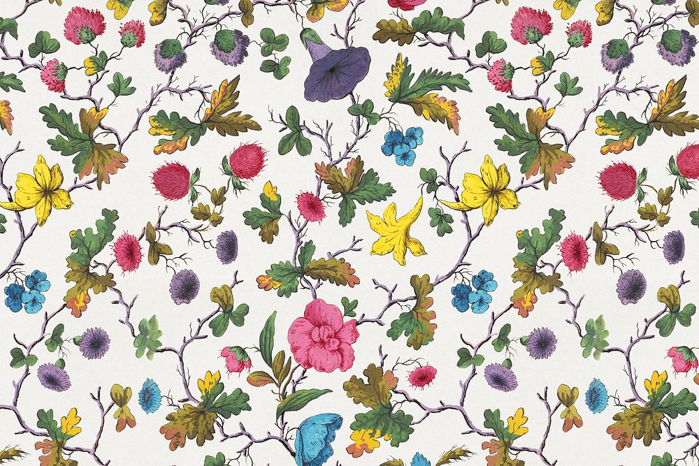 Vintage botanical pattern background. Remixed by rawpixel.