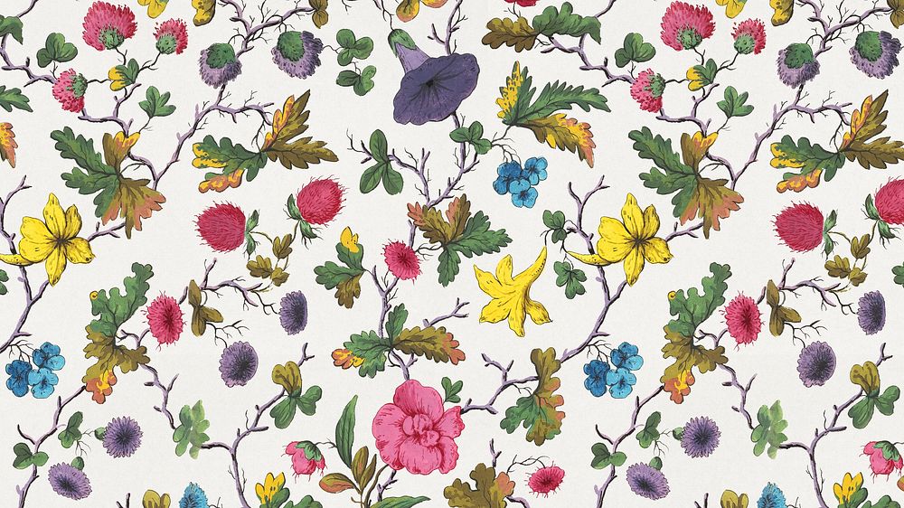 Vintage botanical pattern desktop wallpaper. Remixed by rawpixel.