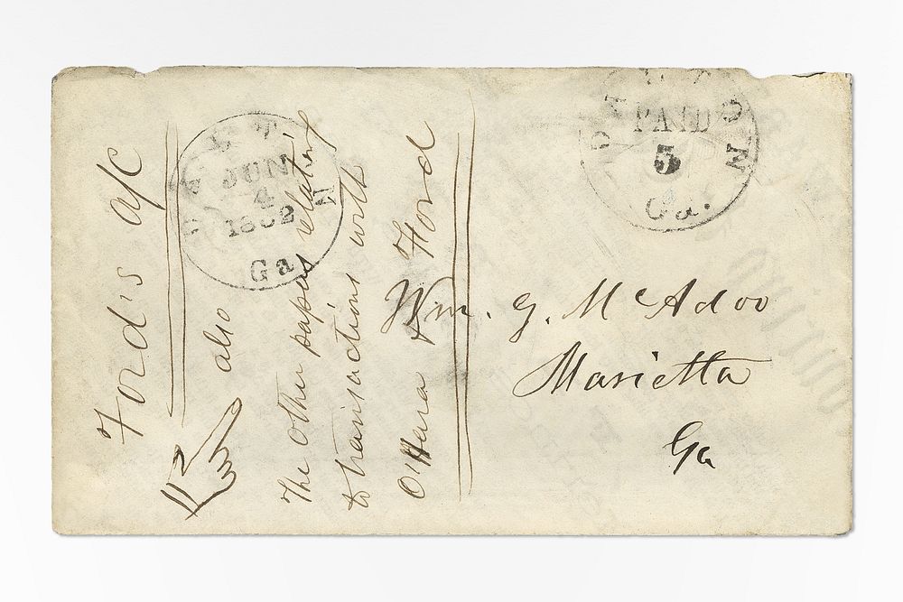 Dalton, GA Confederate postmaster provisional cover (1862) ephemera art. Original public domain image from The Smithsonian…
