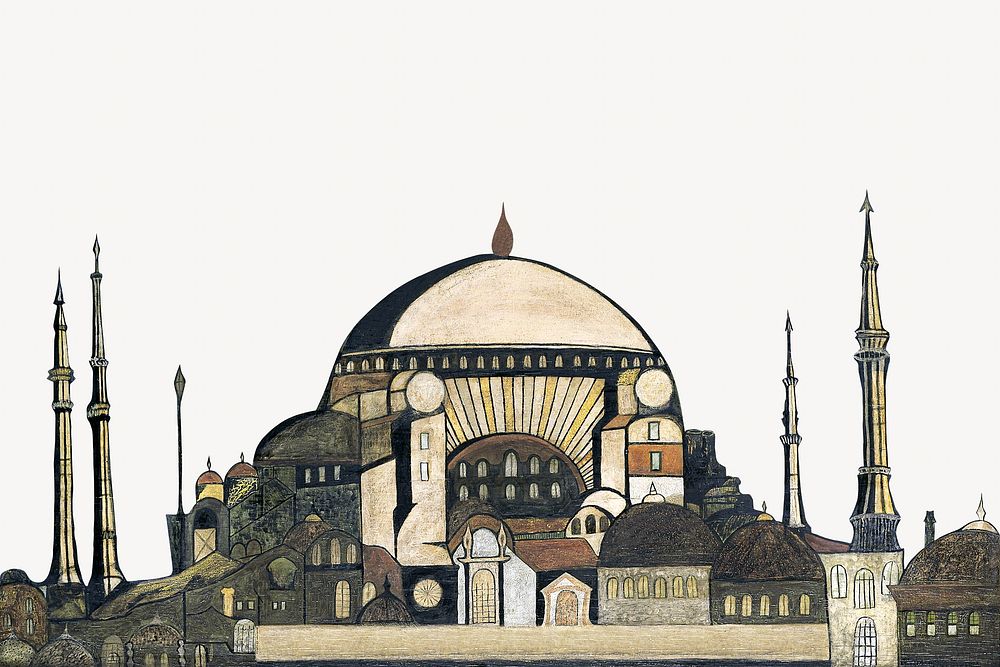 Hagia Sophia mosque vintage illustration. Remixed by rawpixel. 