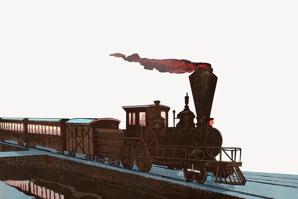 Train vintage illustration. Remixed by rawpixel. 