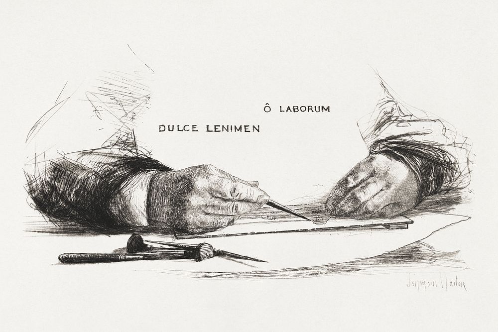Hands Etching - O Laborum (1865) etching art by Francis Seymour Haden. Original public domain image from Yale Center for…