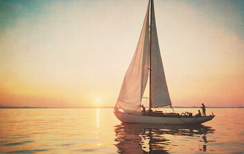 Greetings from Florida (1960&ndash;1979) vintage sailboat postcard. Original public domain image from Boston Public Library.…