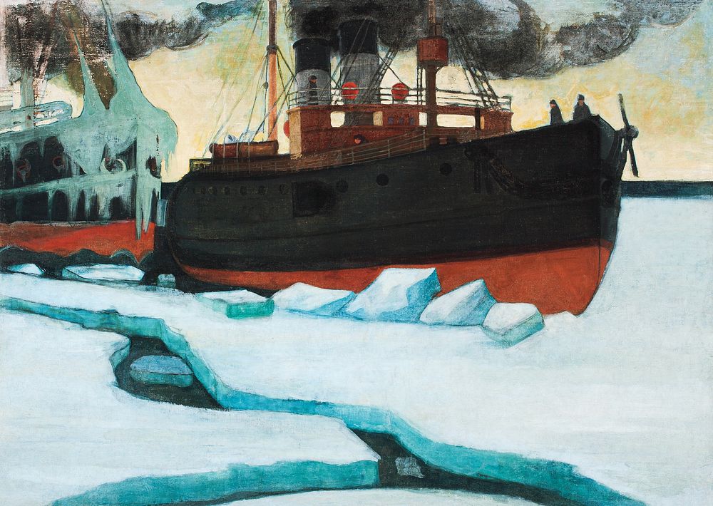 Icebreaker (1900) vintage ship illustration by Juho Rissanen. Original public domain image from The Finnish National…