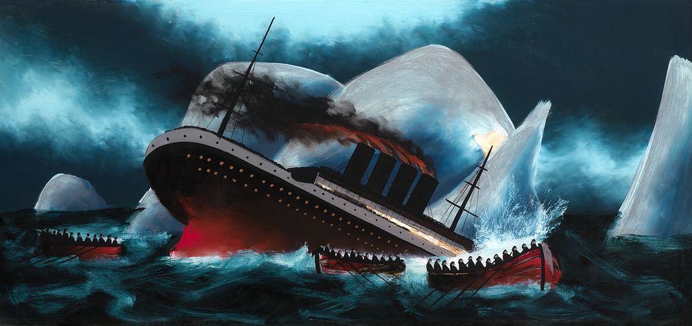 Sinking of the Titanic, vintage painting. Original public domain image from The Smithsonian Institution. Digitally enhanced…