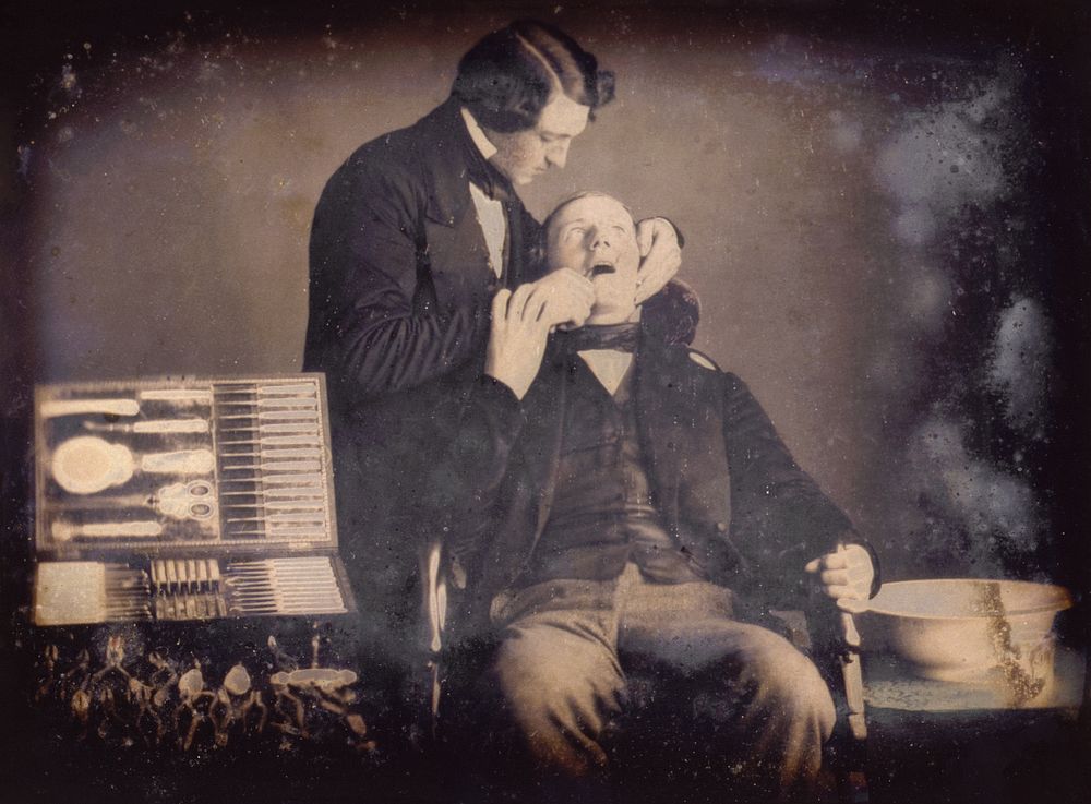 Dentist, vintage photograph. Original public domain image from The Smithsonian Institution. Digitally enhanced by rawpixel.