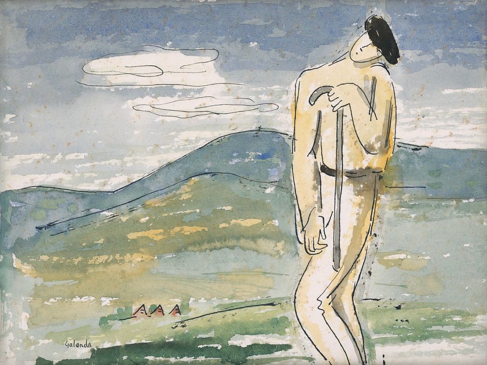 A weary pilgrim (1936) watercolor by Mikulas Galanda. Original public domain image from Web umenia. Digitally enhanced by…