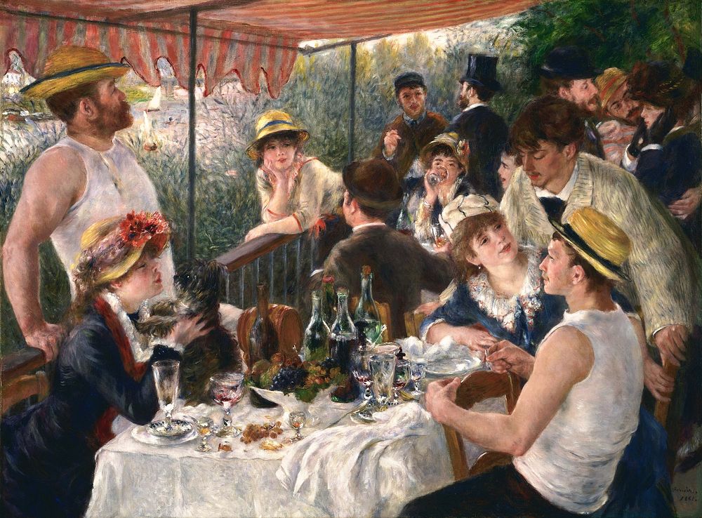 Pierre-Auguste Renoir's Luncheon of the Boating Party (1880-1881) famous painting. Original public domain image from…