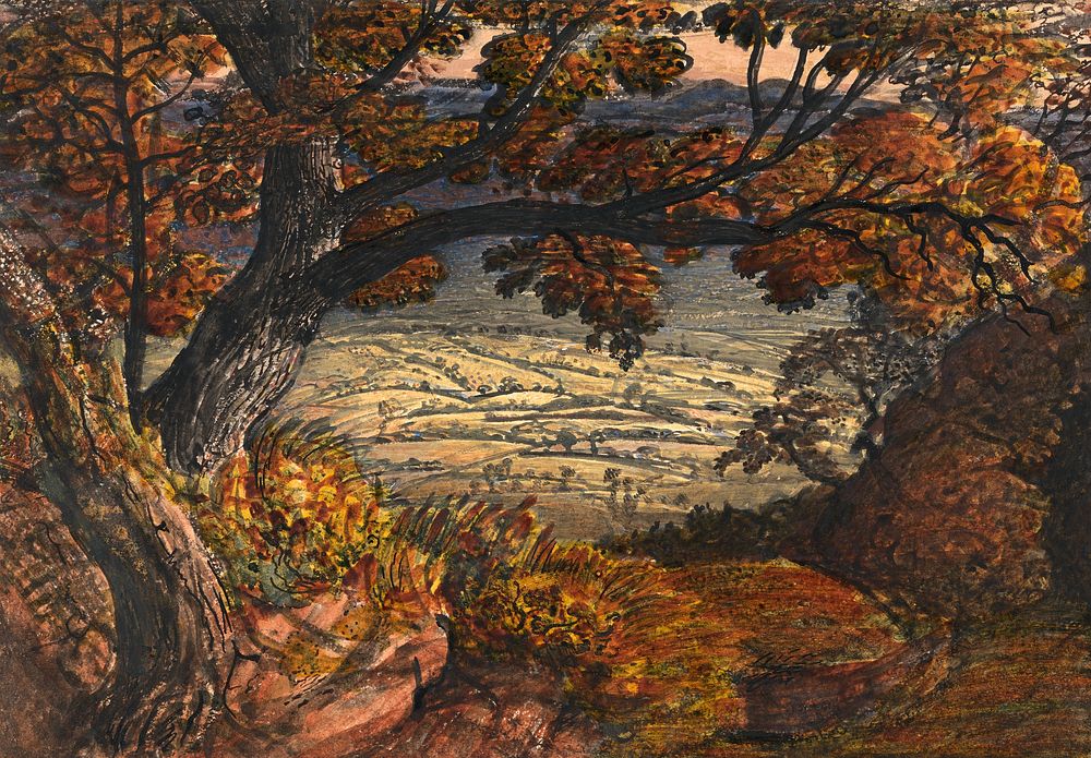 The Weald of Kent (1833-1834)  vintage illustration by Samuel Palmer. Original public domain image from Yale Center for…