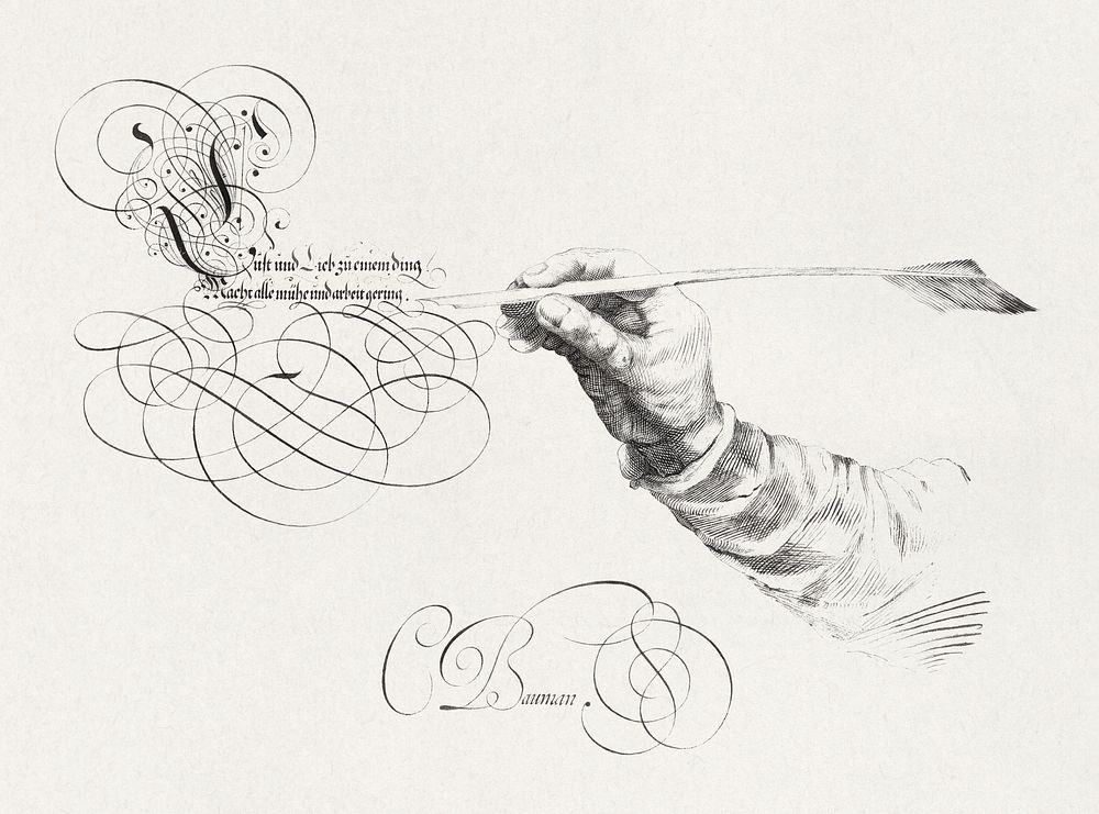 Specimens of Penmanship after Jan van de Velde and other Calligraphy Books by Conrad Baumann. Original public domain image…