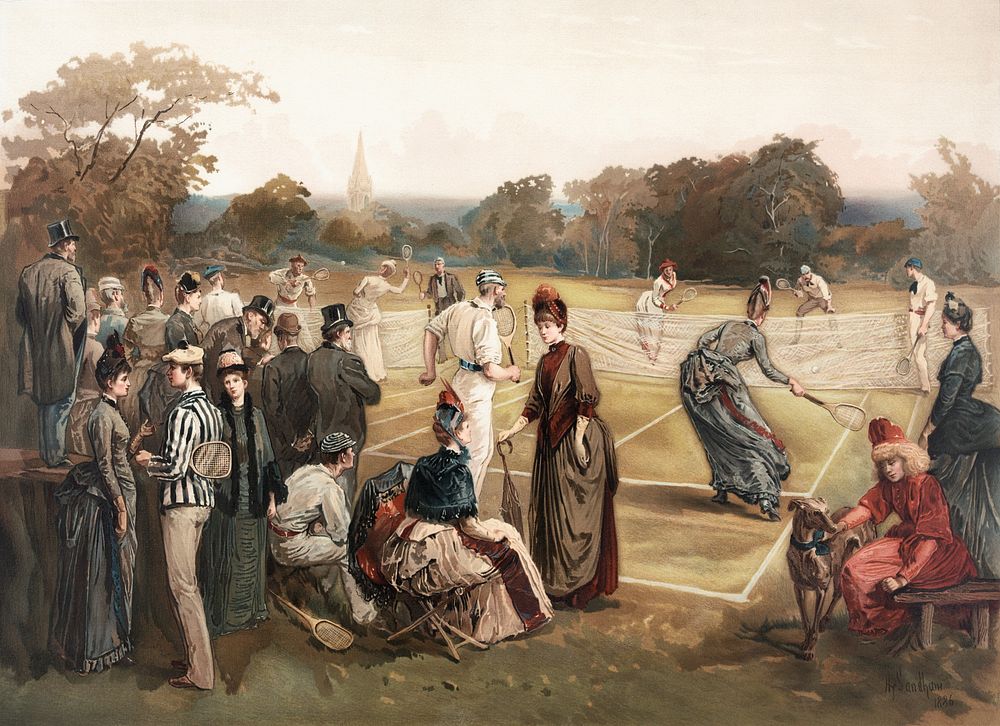 Lawn tennis. Original public domain image from Library of Congress (1887). Original public domain image from Library of…