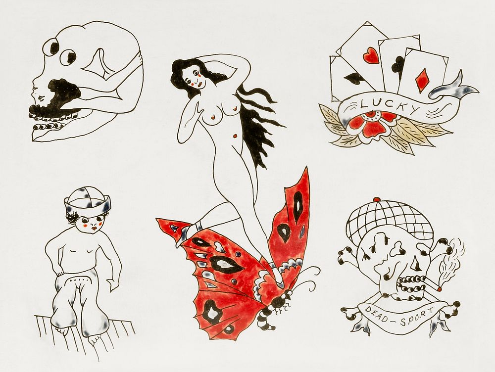 Tattoo Flash. Original public domain image from Smithsonian. Digitally enhanced by rawpixel.