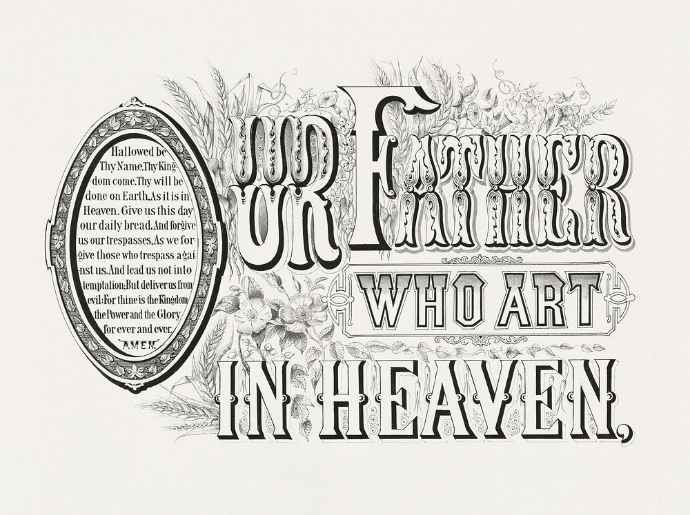 Our father who art in heaven (1876) typography by Currier & Ives. Original public domain image from the Library of Congress.…