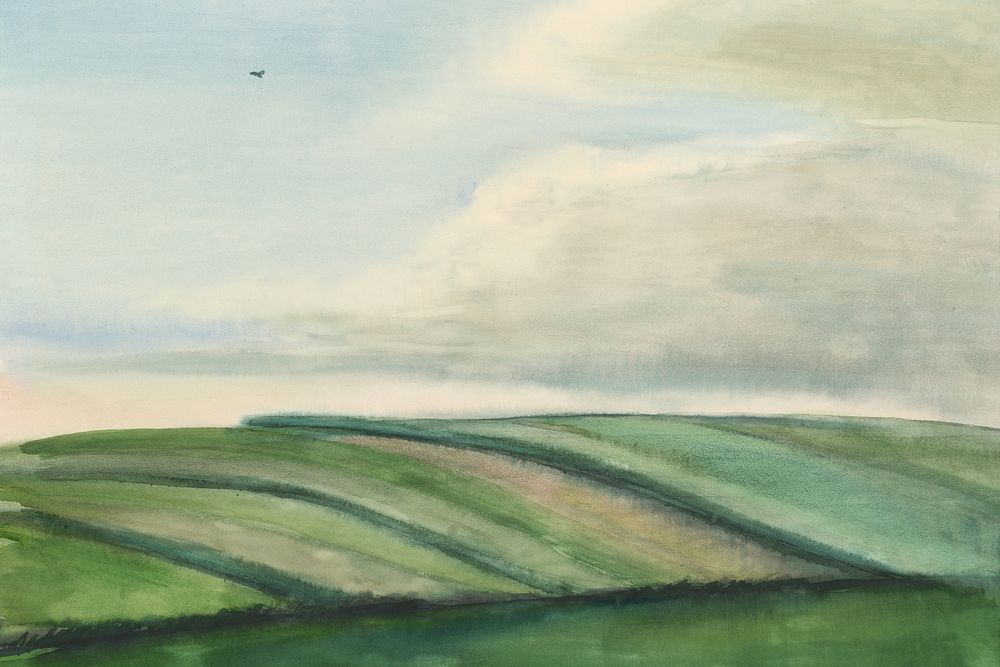 Vintage green fields background by Julius Schubert. Remixed by rawpixel. 