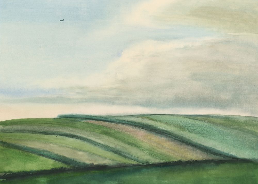 Vintage green fields background by Julius Schubert. Remixed by rawpixel.