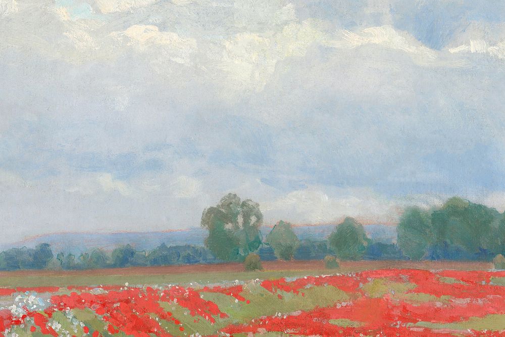 Red flower field background. Remixed by rawpixel. 
