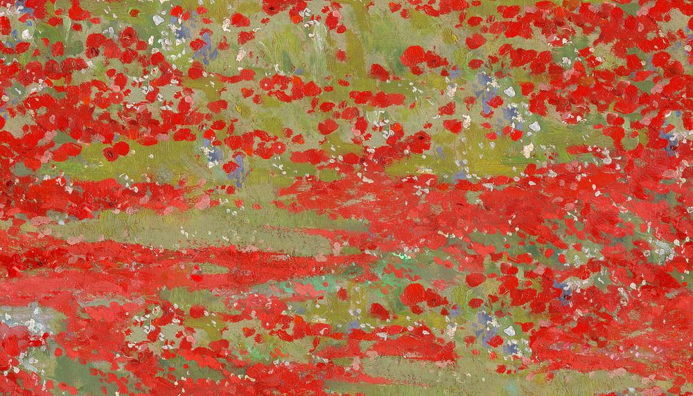 Red flower field background. Remixed by rawpixel.