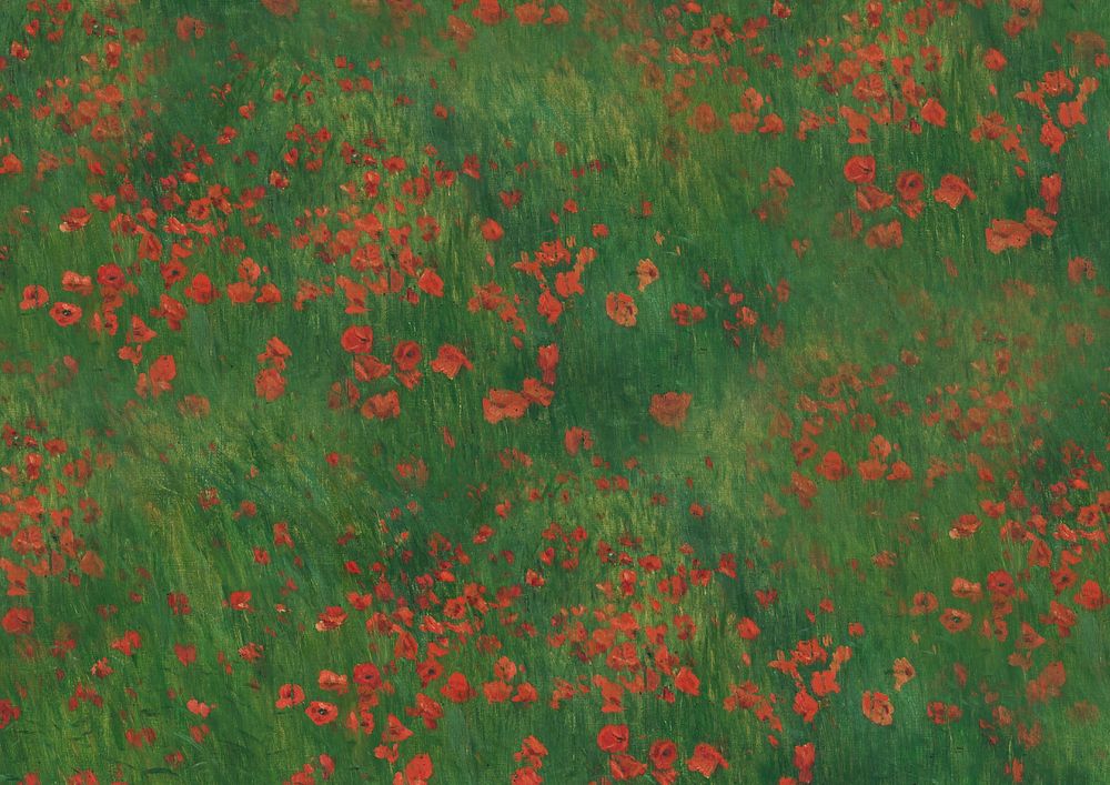 Red poppies field background. Remixed by rawpixel.