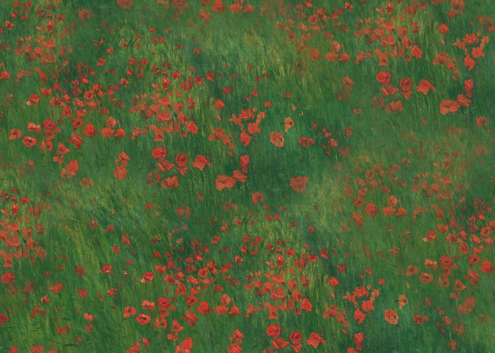 Red poppies field background. Remixed by rawpixel.
