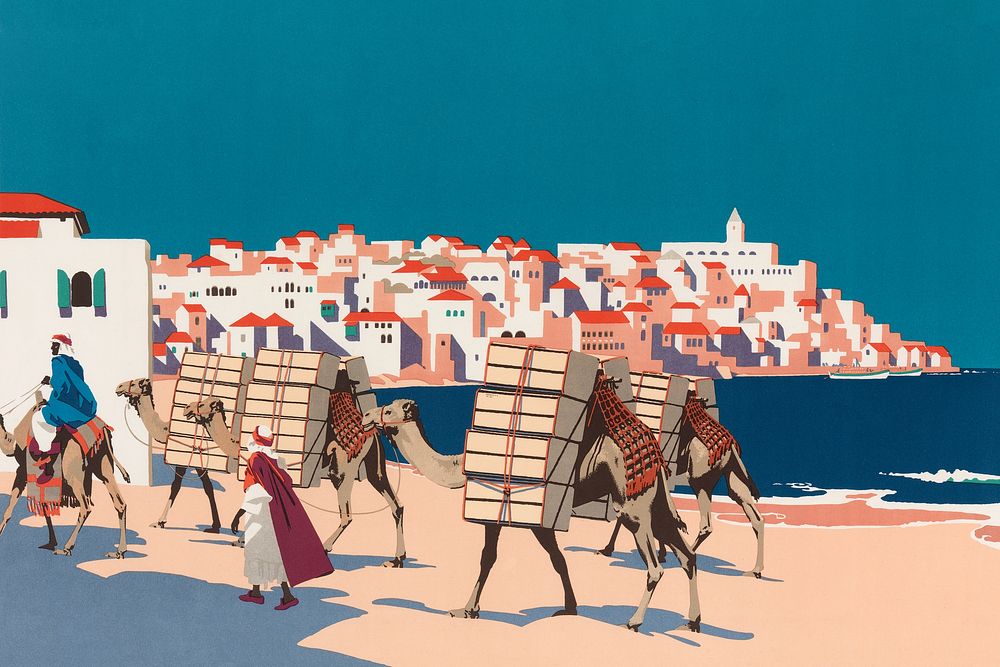 Jaffa camels background. Remixed by rawpixel. 