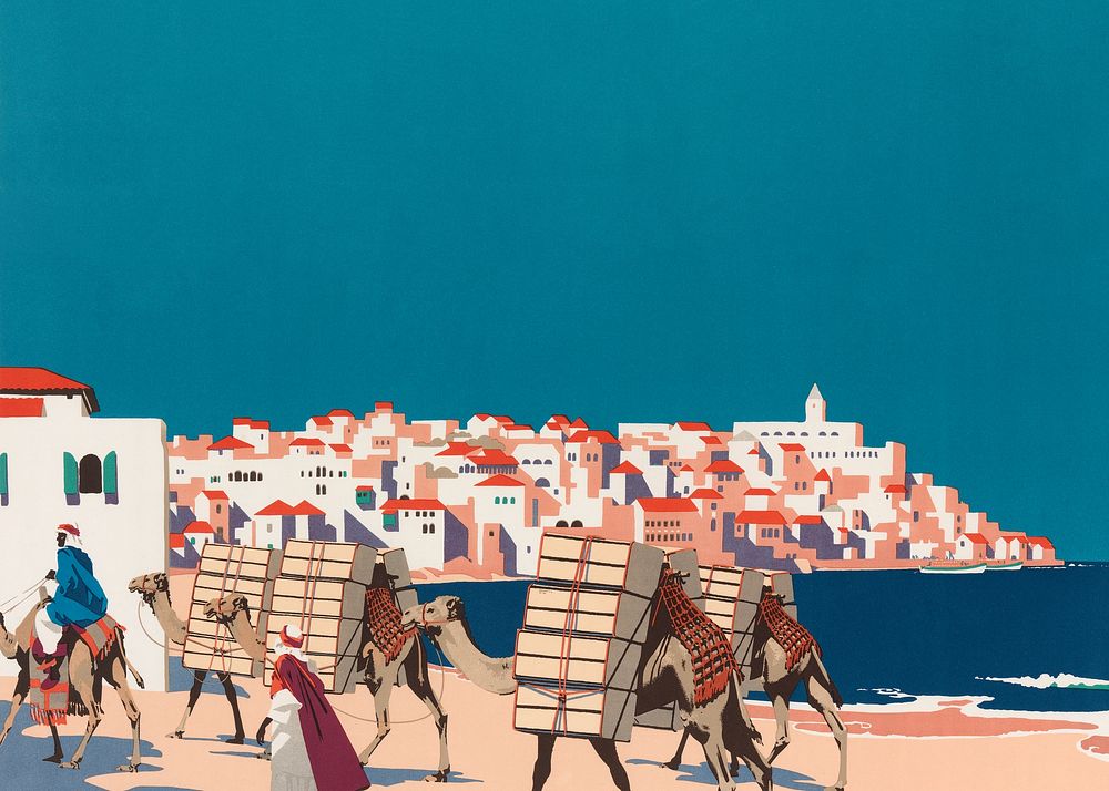 Jaffa camels background. Remixed by rawpixel.