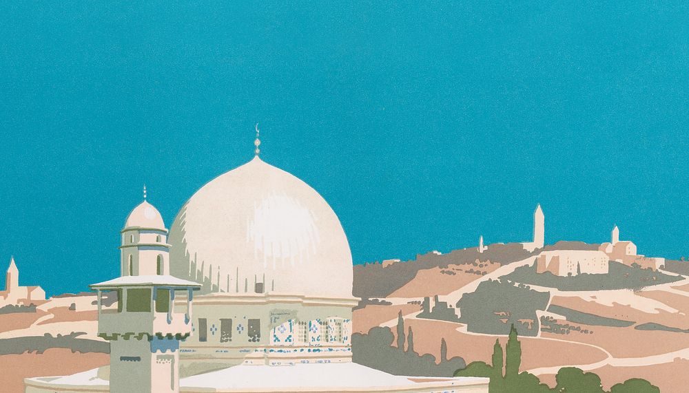 Jerusalem chromolithography art background. Remixed by rawpixel.