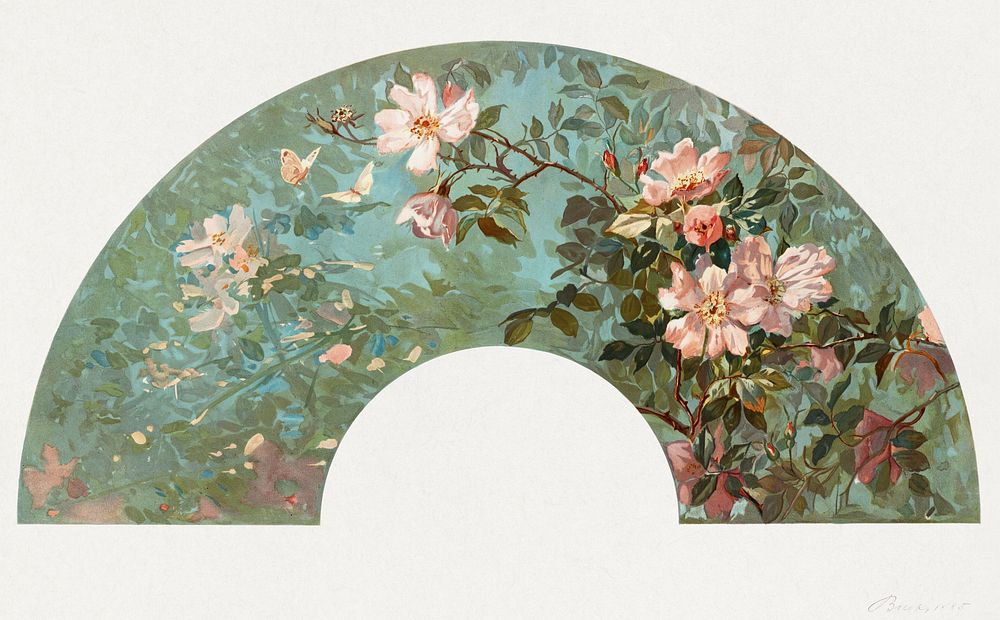 Flowers in a fan shape (1861&ndash;1897) chromolithograph art by L. Prang & Co. Original public domain image from Digital…