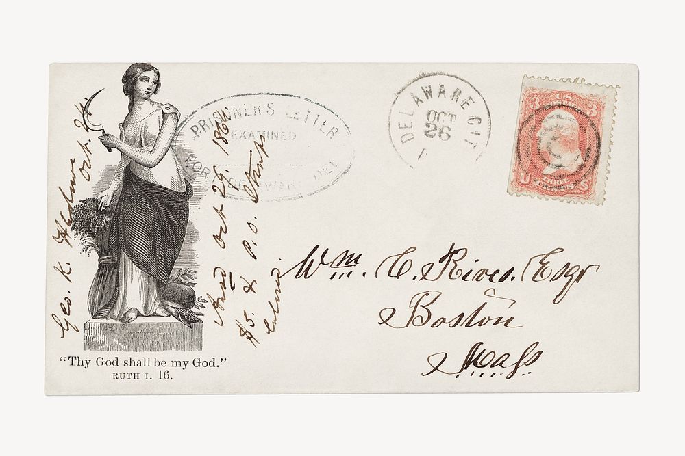 Union prisoner envelope (Oct. 26, 1864) vintage postage. Original public domain image from Smithsonian. Digitally enhanced…
