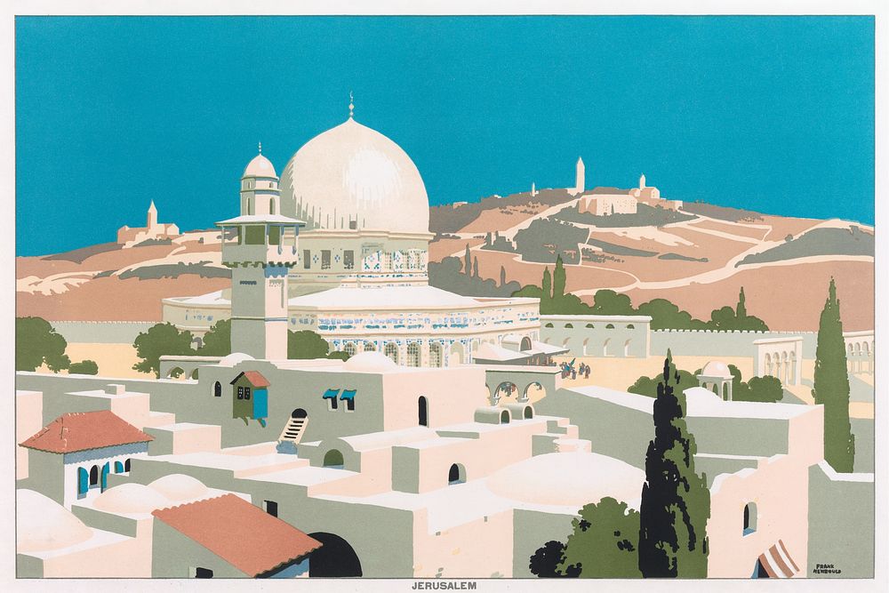 Jerusalem (1929) chromolithograph art by Frank Newbould. Original public domain image from Yale Center for British Art.…