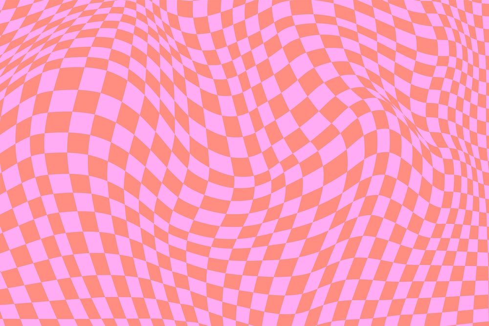 Pink distorted checkered background, retro pattern vector