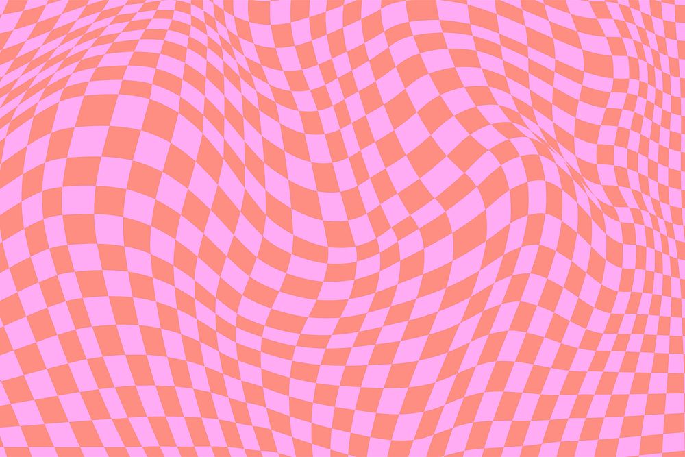 Pink distorted checkered background, retro pattern psd