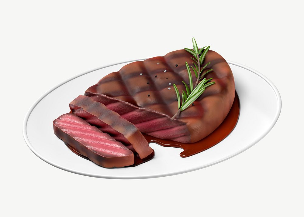 3D beef steak , collage element psd