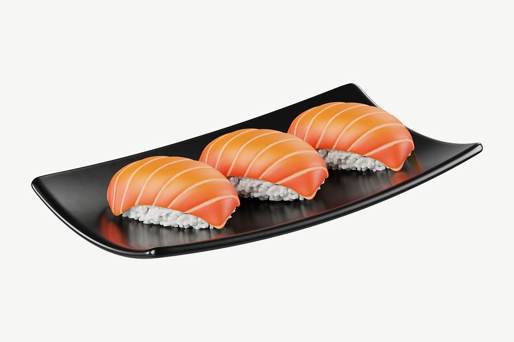 3D salmon sushi, collage element psd
